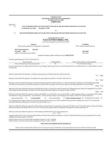 Thumbnail NACCO Industries
 10-K Annual Report 2020