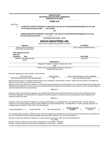 Thumbnail NACCO Industries
 10-Q Quarterly Report FY2022 