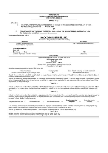 Thumbnail NACCO Industries
 10-Q Quarterly Report FY2024 