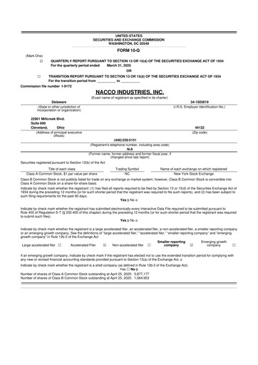 Thumbnail NACCO Industries
 10-Q Quarterly Report FY2025 
