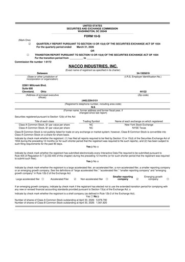 Thumbnail NACCO Industries
 10-Q Quarterly Report FY 