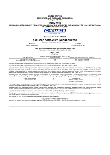 Thumbnail Carlisle Companies
 10-K Annual Report 2021