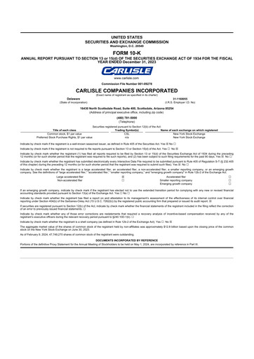 Thumbnail Carlisle Companies
 10-K Annual Report 2023