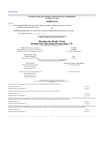 Thumbnail Brandywine Realty Trust
 10-K Annual Report 