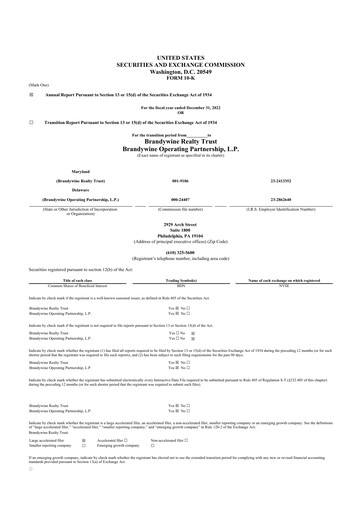 Thumbnail Brandywine Realty Trust
 10-K Annual Report 2022