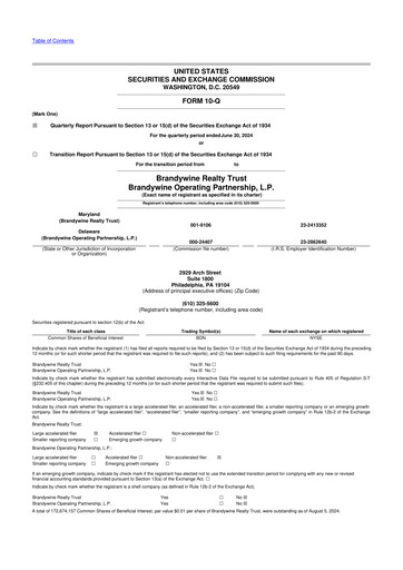 Thumbnail Brandywine Realty Trust
 10-Q Quarterly Report FY2024 