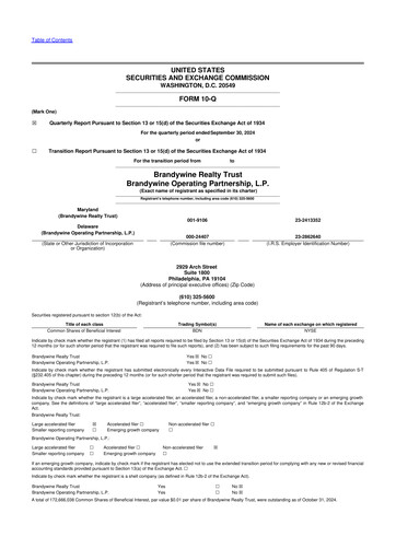 Thumbnail Brandywine Realty Trust
 10-Q Quarterly Report FY2024 