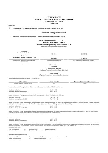 Thumbnail Brandywine Realty Trust
 10-K Annual Report 2024