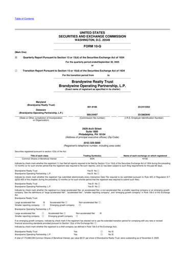 Thumbnail Brandywine Realty Trust
 10-Q Quarterly Report FY2025 