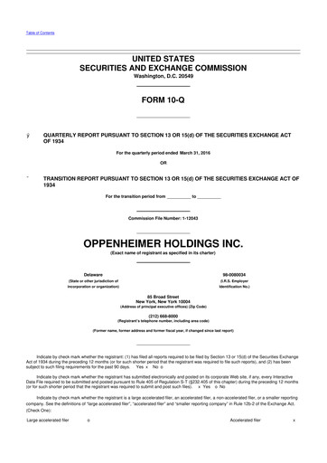 Thumbnail Oppenheimer Holdings
 10-Q Quarterly Report FY2016 