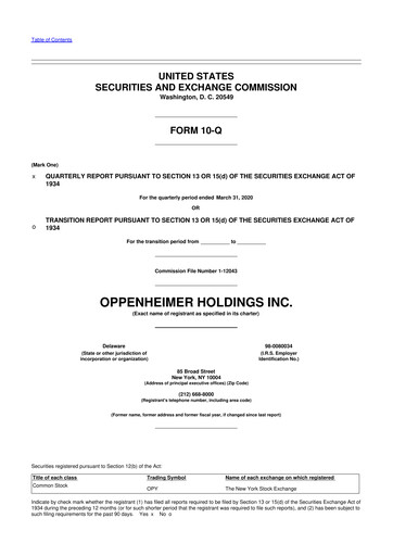Thumbnail Oppenheimer Holdings
 10-Q Quarterly Report FY2020 