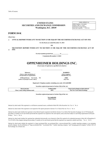 Thumbnail Oppenheimer Holdings
 10-K Annual Report 2024