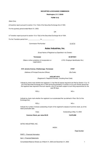 Thumbnail Astec Industries
 10-Q Quarterly Report FY 