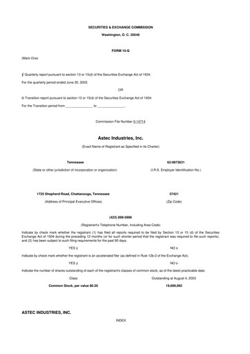 Thumbnail Astec Industries
 10-Q Quarterly Report FY 