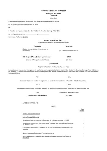 Thumbnail Astec Industries
 10-Q Quarterly Report FY 