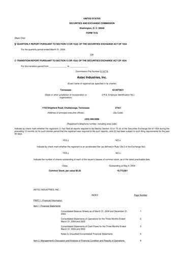 Thumbnail Astec Industries
 10-Q Quarterly Report FY 