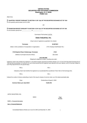 Thumbnail Astec Industries
 10-Q Quarterly Report FY 