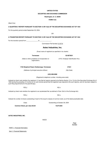Thumbnail Astec Industries
 10-Q Quarterly Report FY 