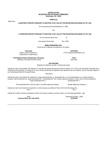 Thumbnail Astec Industries
 10-Q Quarterly Report FY 