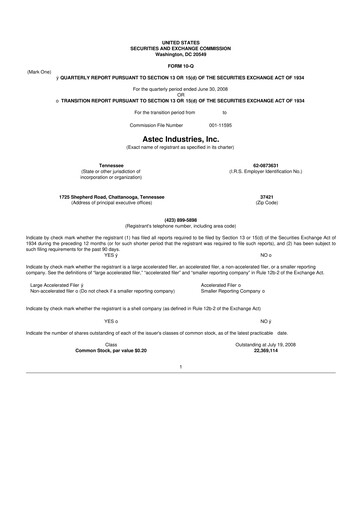 Thumbnail Astec Industries
 10-Q Quarterly Report FY 