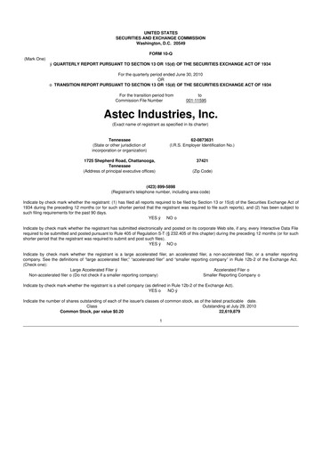 Thumbnail Astec Industries
 10-Q Quarterly Report FY 