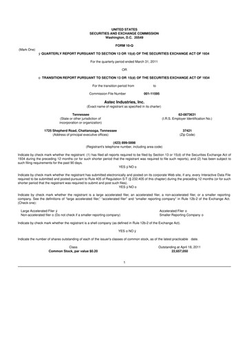 Thumbnail Astec Industries
 10-Q Quarterly Report FY2011 