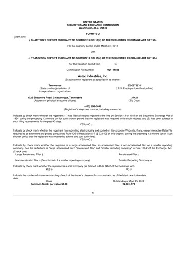 Thumbnail Astec Industries
 10-Q Quarterly Report FY2012 