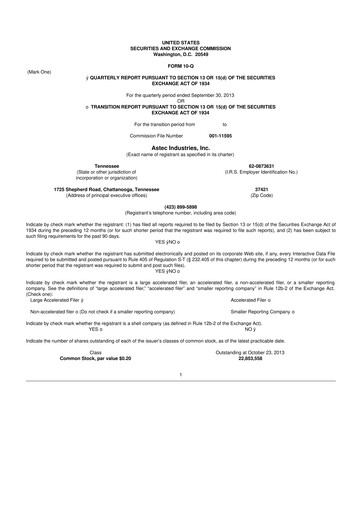 Thumbnail Astec Industries
 10-Q Quarterly Report FY2013 