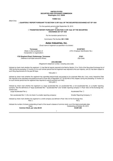 Thumbnail Astec Industries
 10-Q Quarterly Report FY 