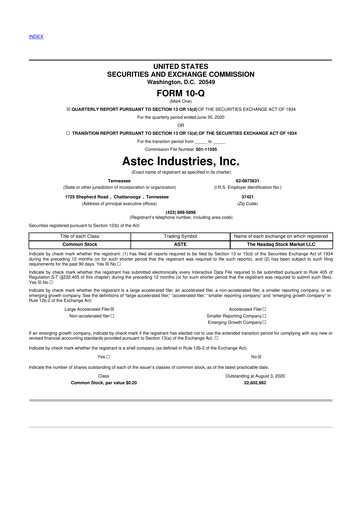 Thumbnail Astec Industries
 10-Q Quarterly Report FY2020 