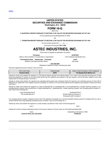 Thumbnail Astec Industries
 10-Q Quarterly Report FY2020 