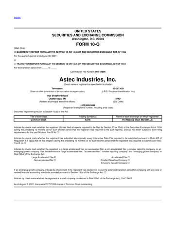Thumbnail Astec Industries
 10-Q Quarterly Report FY2021 