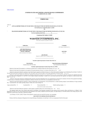 Thumbnail Werner Enterprises
 10-K Annual Report 2015