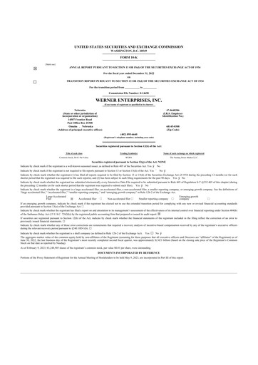 Thumbnail Werner Enterprises
 10-K Annual Report 2022