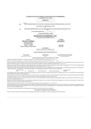 Thumbnail Werner Enterprises
 10-K Annual Report 2023