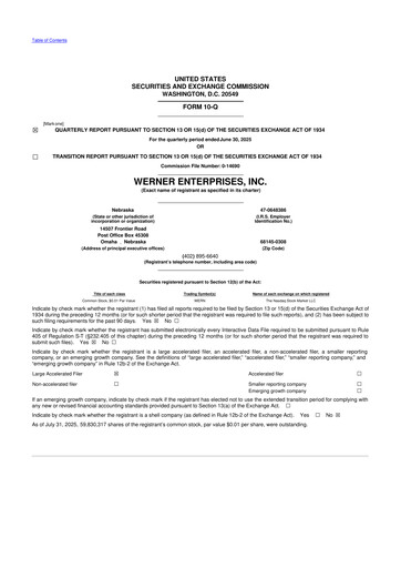 Thumbnail Werner Enterprises
 10-Q Quarterly Report FY2025 