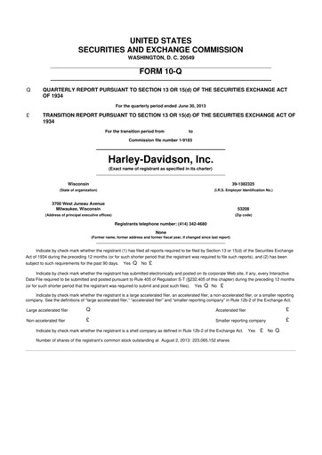 Thumbnail Harley-Davidson
 10-Q Quarterly Report FY2013 