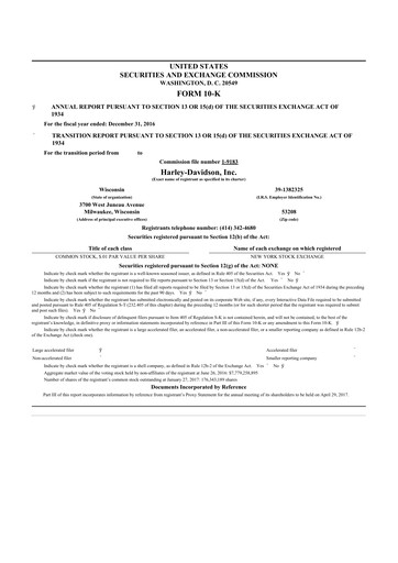 Thumbnail Harley-Davidson
 10-K Annual Report 2016