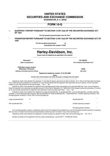 Thumbnail Harley-Davidson
 10-Q Quarterly Report FY2017 