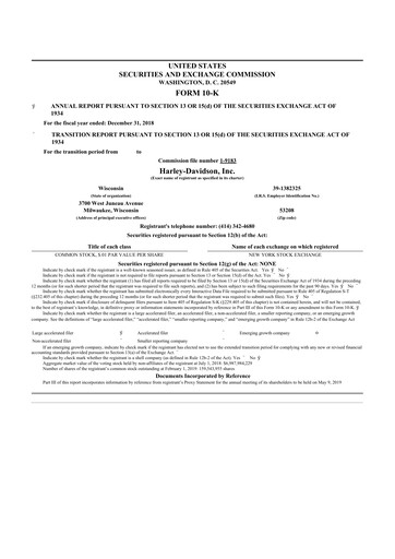 Thumbnail Harley-Davidson
 10-K Annual Report 2018