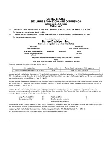Thumbnail Harley-Davidson
 10-Q Quarterly Report FY2020 