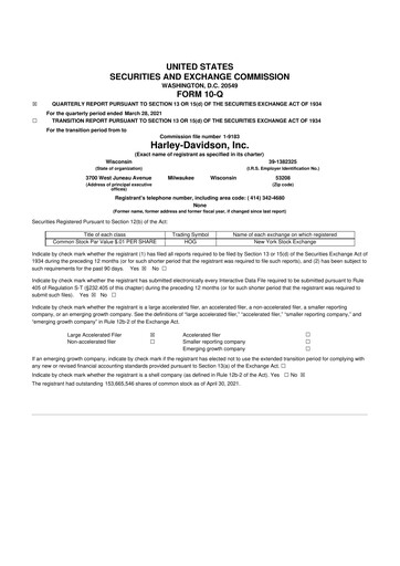 Thumbnail Harley-Davidson
 10-Q Quarterly Report FY2021 
