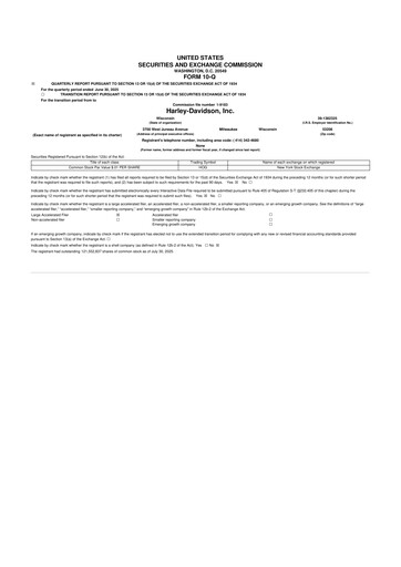 Thumbnail Harley-Davidson
 10-Q Quarterly Report FY2025 