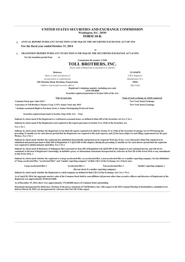 Thumbnail Toll Brothers
 10-K Annual Report 2014