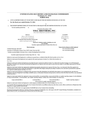 Thumbnail Toll Brothers
 10-K Annual Report 2016