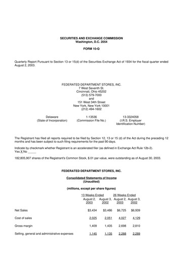Thumbnail Macy's
 10-Q Quarterly Report FY 