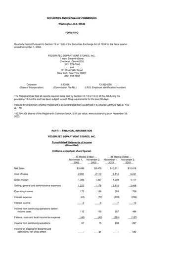 Thumbnail Macy's
 10-Q Quarterly Report FY 