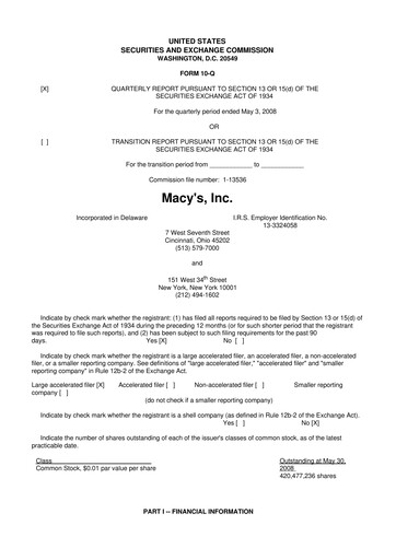 Thumbnail Macy's
 10-Q Quarterly Report FY 