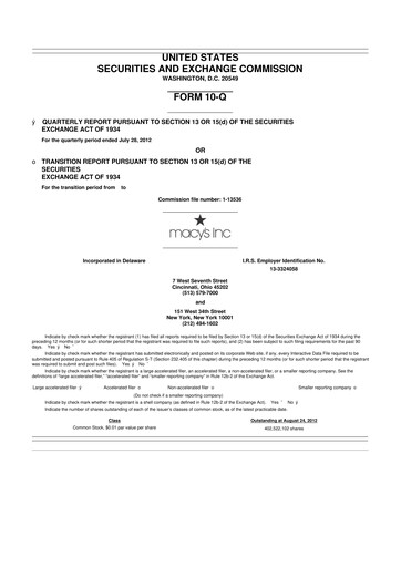 Thumbnail Macy's
 10-Q Quarterly Report FY2012 