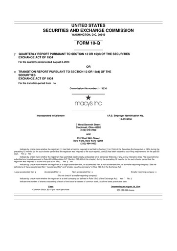 Thumbnail Macy's
 10-Q Quarterly Report FY2014 